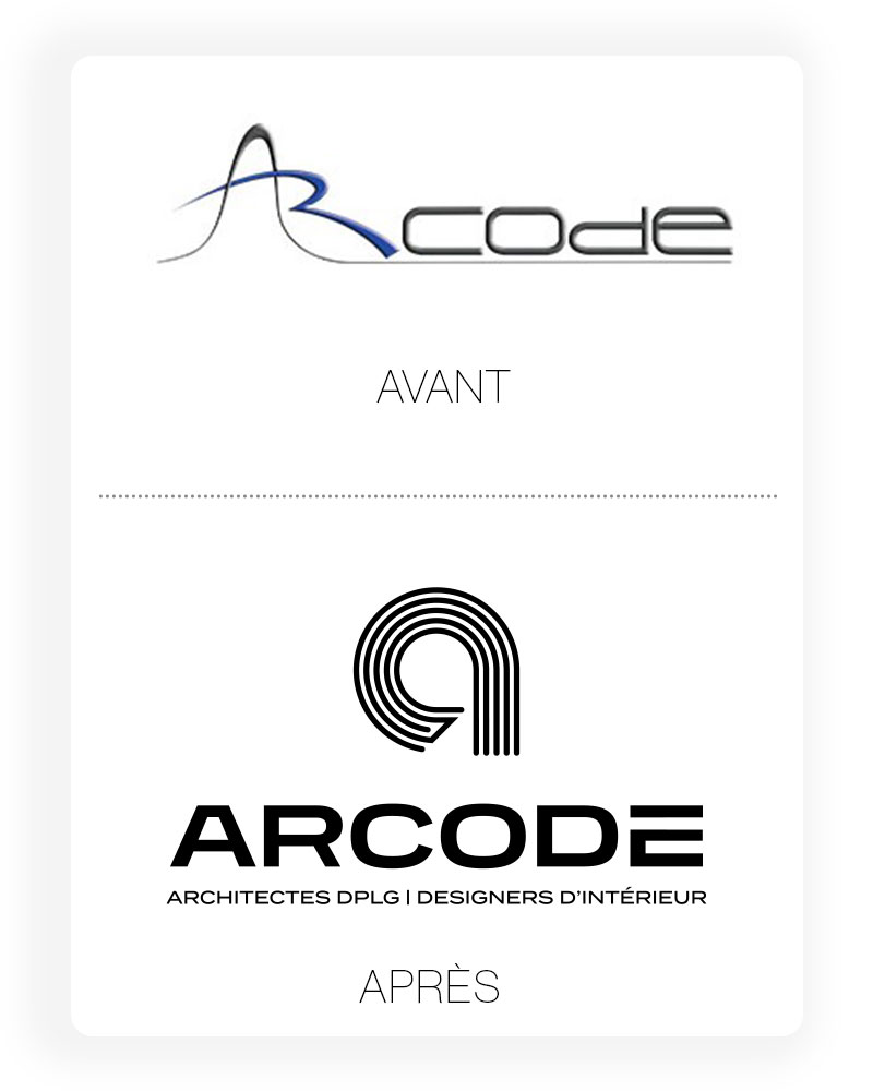 refonte de logo Arcode avant après